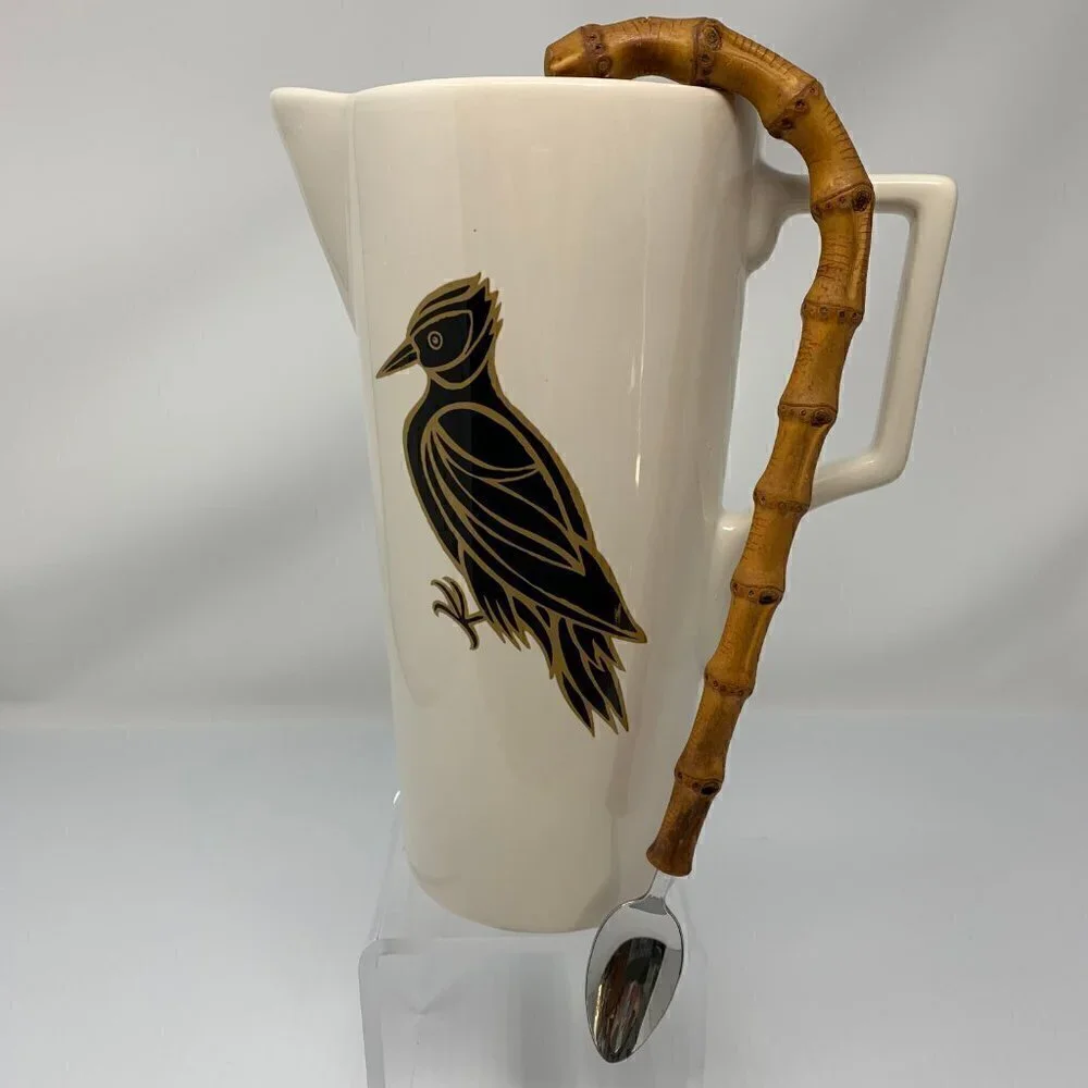 Patch NYC Woodpecker Beverage Pitcher & Vintage Bamboo Cocktail Mixing Spoon